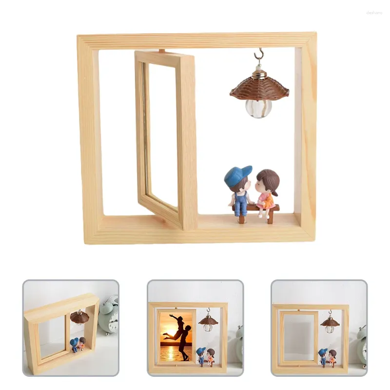 Cadres Couple Po Cadre Décoration Dessin animé Image Rotatif Ornements Rotatif Pin Bois Amoureux Bureau Créatif