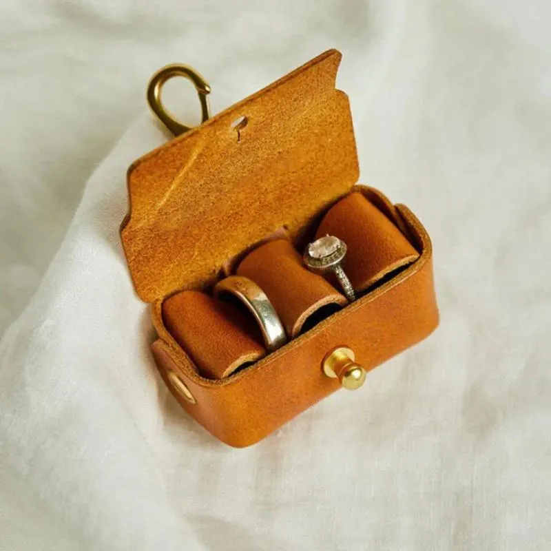 Bolsas de joyería Pulsera Estuche de viaje Caja de almacenamiento de anillo Organizador de cuero sintético duradero Forro suave A prueba de arañazos para boda
