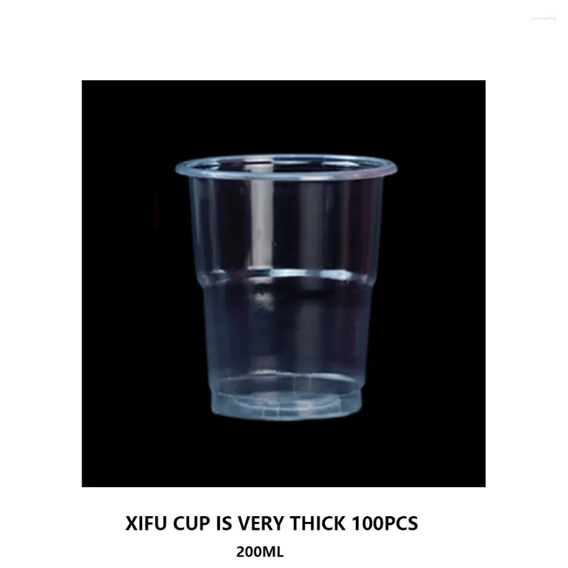 Tazze usa e getta Cannucce 100 Pezzi 200 ml Tazza di plastica Caffè Tè Trasparente 180 ML Birra Supplyu Bar Feste Bere Forniture