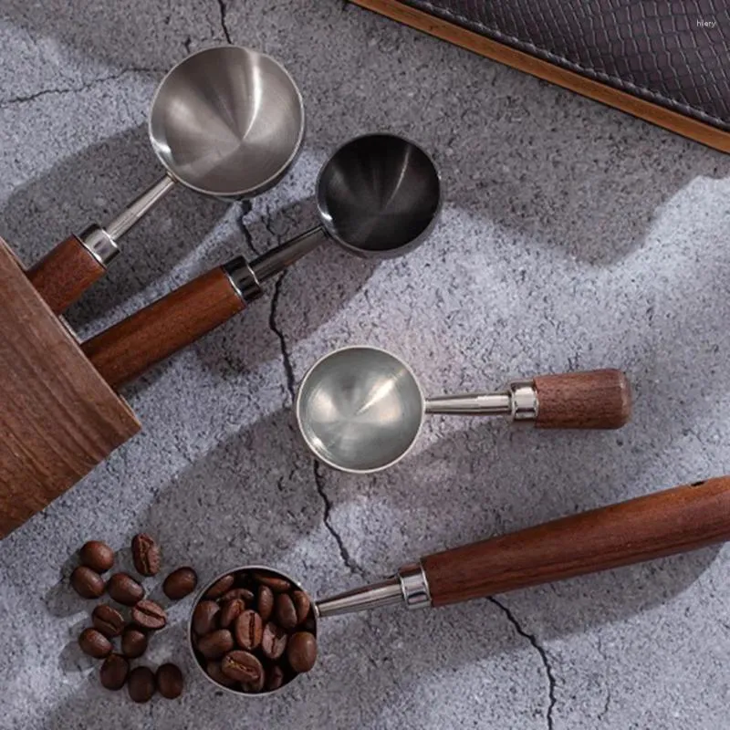 Kaffescoops valnöt trähandtag böna mätning skedar matsked lös te sked lång cafédekor