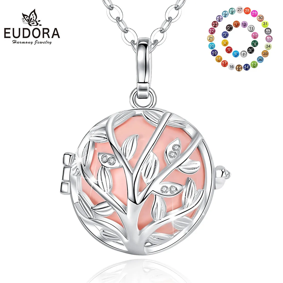 Eudora 20mm Moda Kristal Ağacı Kafesi Harmony Ball Chime Bell Kolye Melek Arayan Bebek Hamilelik Takı K168 240329