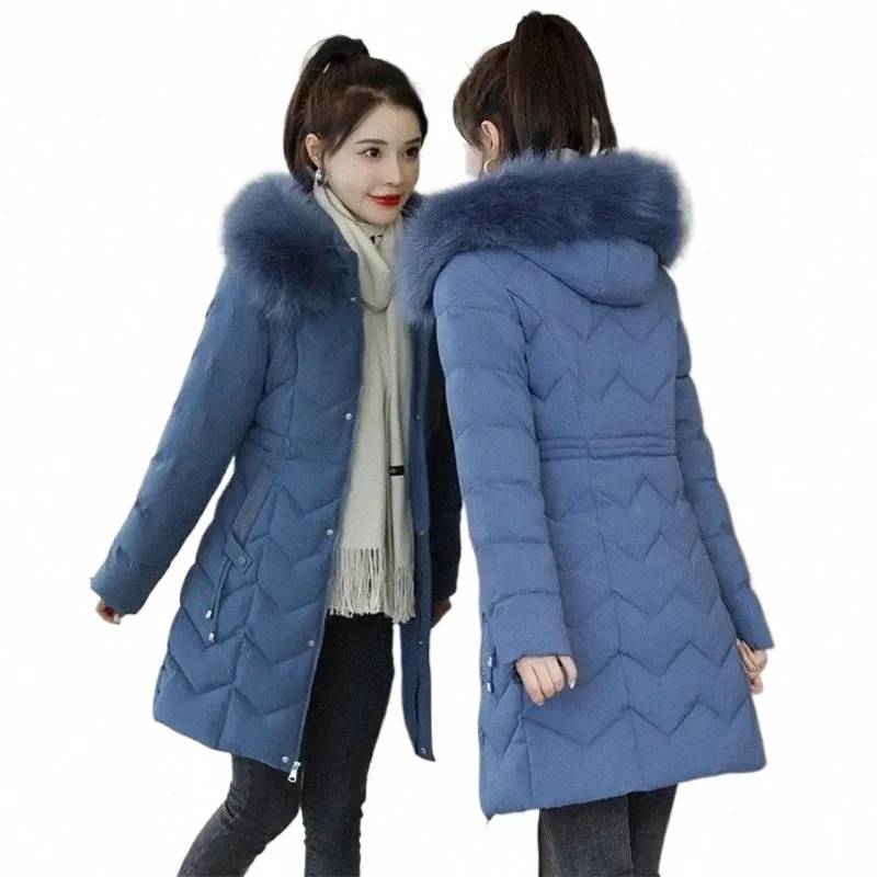 2023 Winter Parkas Puffer Jacket Women Warm Snow Wear Coats Cott-padded Fur Collar Hooded Jacket Lg Loose Outerwear Y3YB#