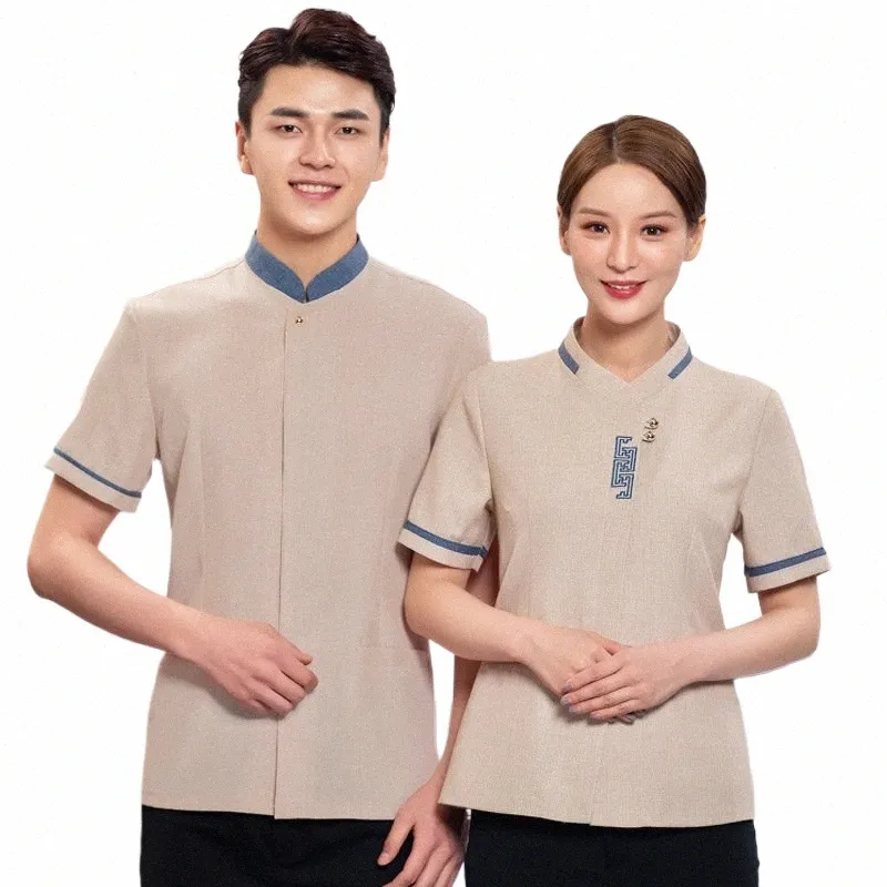 Hôtel Serveur de chambre Vêtements de travail Vêtements d'été Hôtel PA Service de nettoyage Uniforme à manches courtes Vêtements de travail Propriété Nettoyage Femme Un j5I7 #