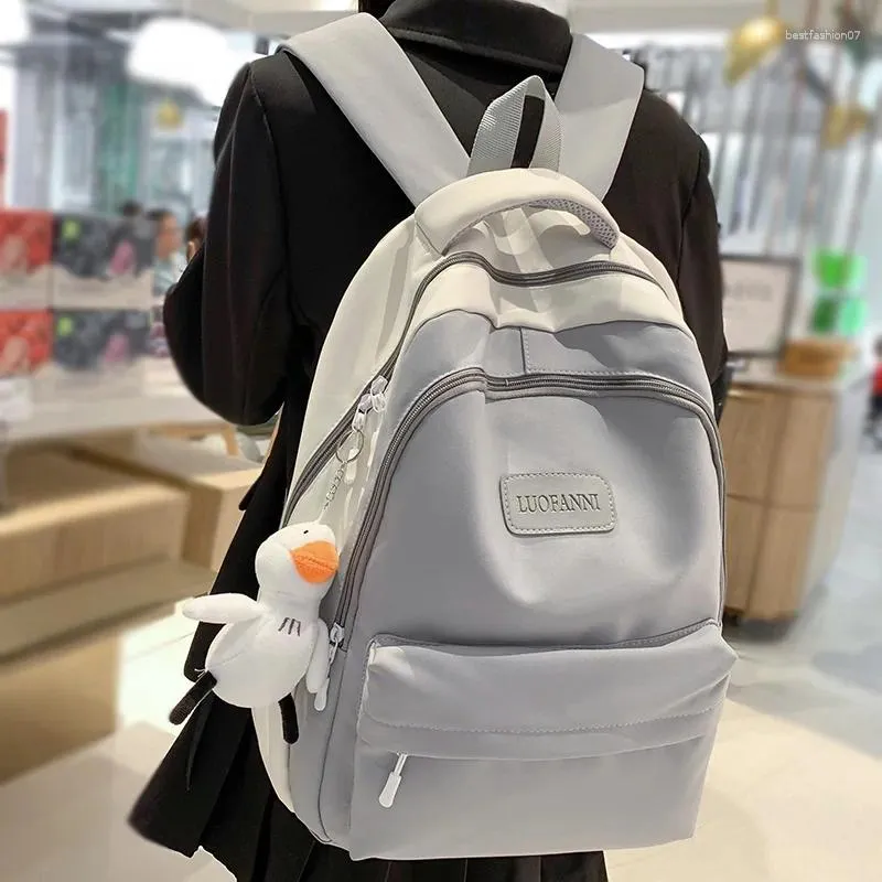 School Bags Waterproof Female Gray Cute College Backpack Girl Travel Book Nylon Fashion Ladies Leisure Bag Women Laptop