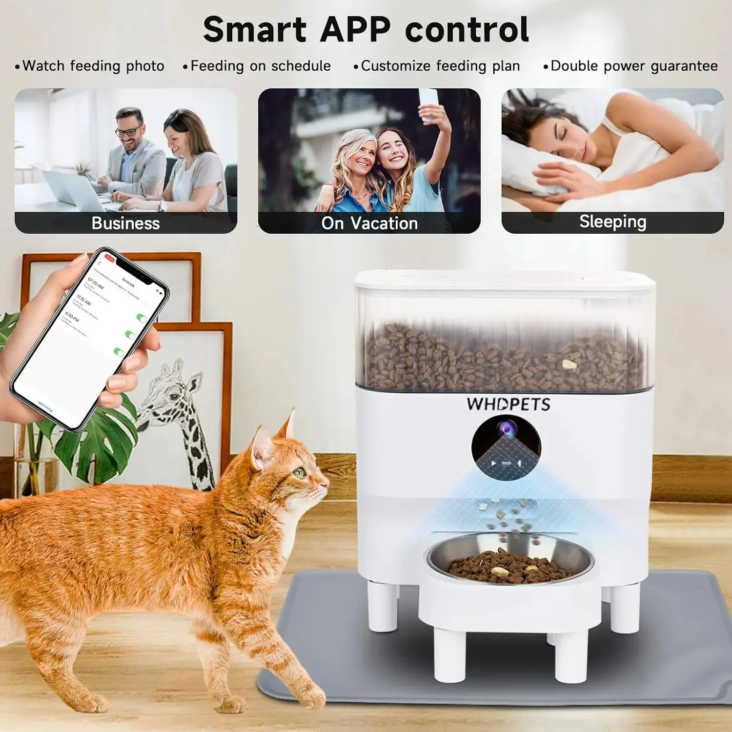 Wet Cat Food Automatic Cat Feeder HoneyGuaridan 5L For Two Cats