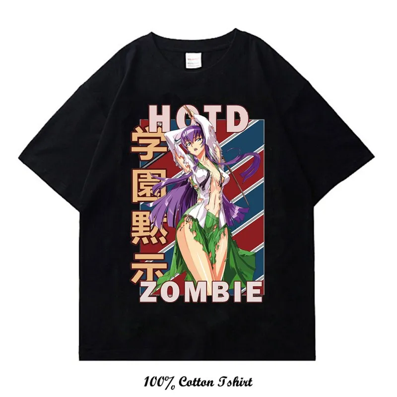 DHgate.com:japanese Anime Highschool of the Dead Graphic Print T 