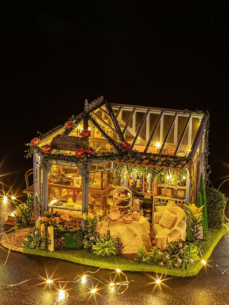 DIY Doll House Maisons en bois Miniature Dollhouse Meubles Kit avec LED Jouets pour enfants Cadeau d'anniversaire de Noël A068 240321
