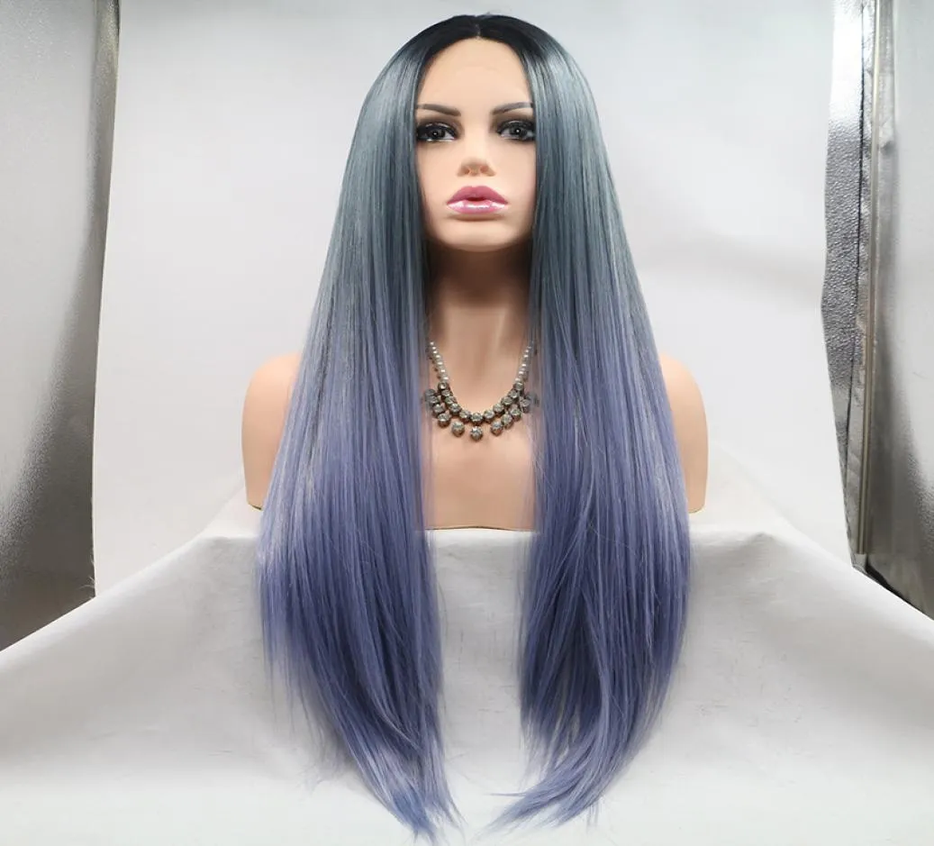 aohai purple lace front wig dark root syntheticstraightraight wig for cosplay for cosplay耐熱性fiber1184665