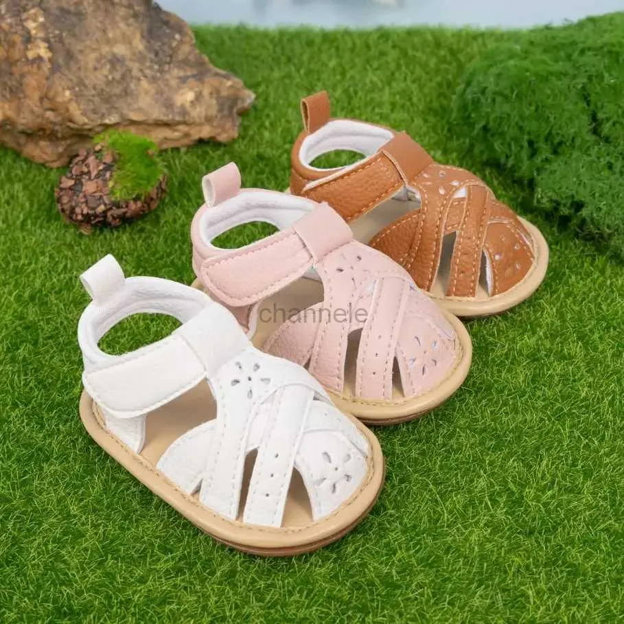 Sandaler Kidsun Baby Girl Sandals Flat Rubber Bottom Non-Slip Baby Girls Shoes Toddler Spädbarn Summer Casual Beach Sandaler Nyfödda 240329