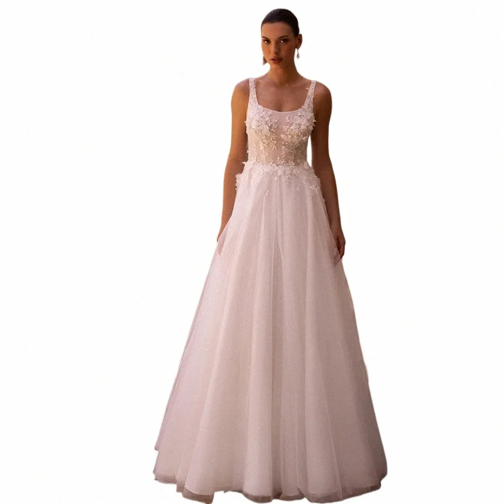 Chandela classico abito da sposa in tulle maniche A-line maniche aperte sul retro con applicazioni Sweep Train Robe De Soiree De Mariage G6hp #