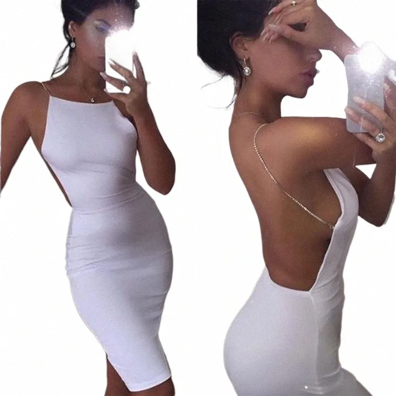 Kobiety Lady Sexy Backl Bandage Evening Party Dr Sleevel pusta letnia chuda wysoka talia DRES DRES VESSIDOS 77LW#