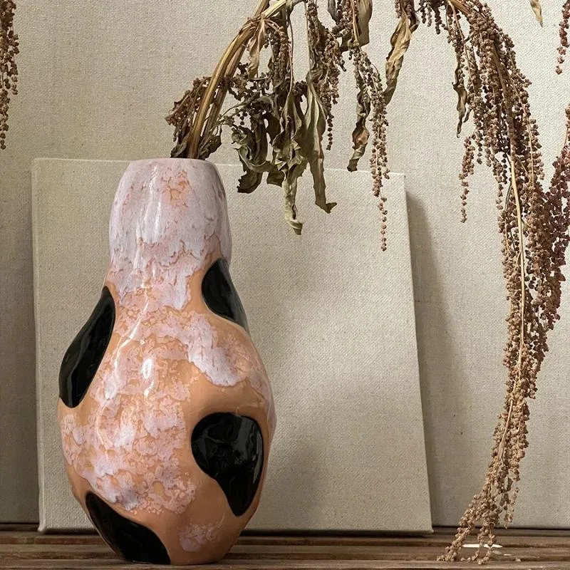 Vaser keramisk vas för blommor arrangemang ljus lyx retro konst hem dekoration kreativ växt potten handgjorda unika prydnader