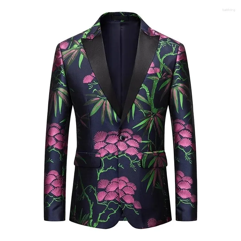Men's Suits Landscape Tree Print Suit Fashion 3D Digital Cos Party Stage Nightclub Shining Cool Performance Casual Coat