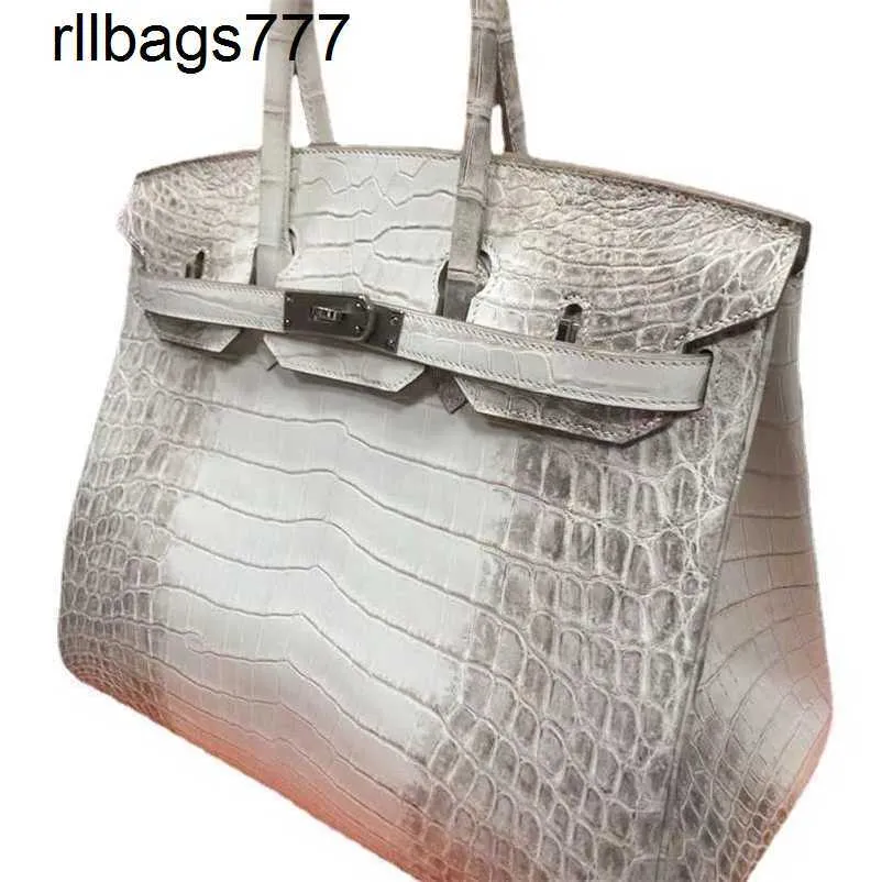 Tote Leather Bk Bag Nile Crocodile Himalayan Luxury Light Luxury Genuine Women's Handmade with Wax Thread Sewing Original Logo