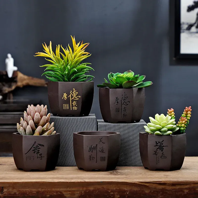 Planterare lila sand orkidé blomkruka vintage andningsbar inomhus gentleman orkidé bambu potten grov keramik grön växt bonsai liten potten