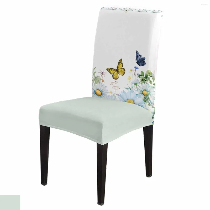 Chair Covers Watercolor Flower Plant Butterfly Cover Set Kitchen Stretch Spandex Seat Slipcover Home Decor Dining Room