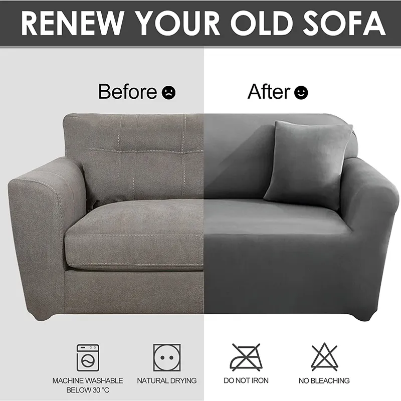 L Shaped Elastic Sofa Cover For Pets Solid Corner Couch Slipcover With