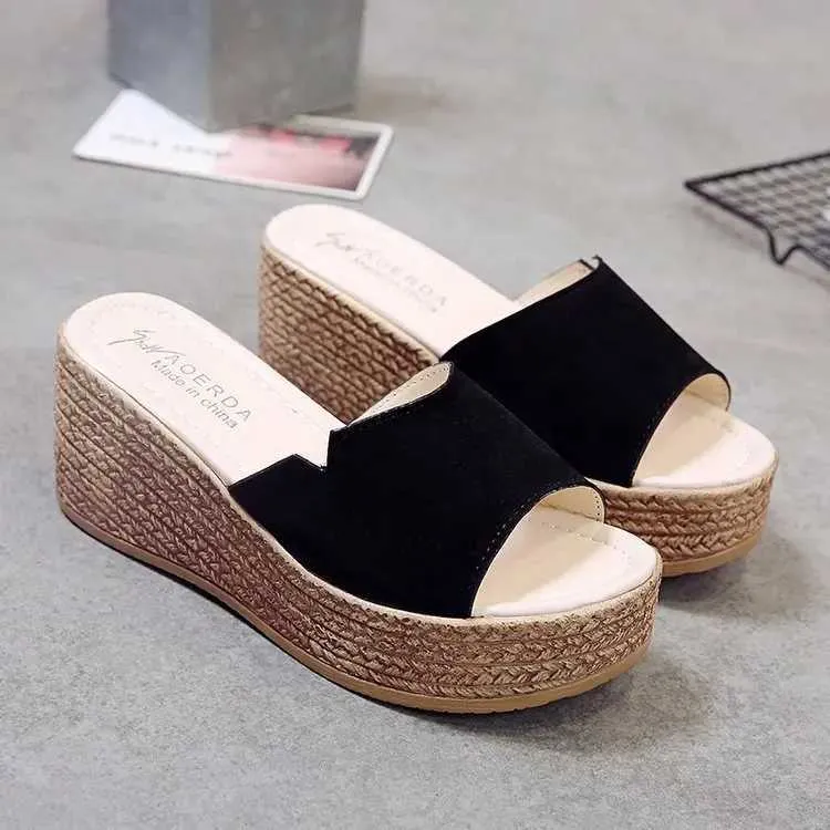 Slippers Platform Sandals Women 2023 New Fashion Wedge Shoes Ladies High Heels Thick Bottom les Summer Casual Female Slip on H240328FPQA