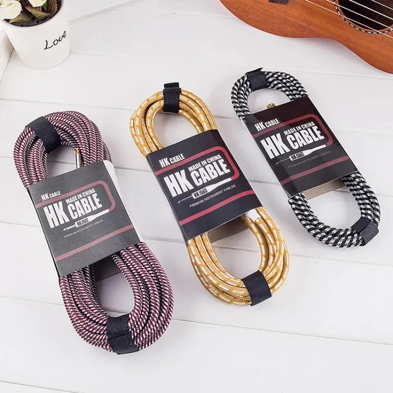 2024 Random Color Electric Guitar Cable Wire Cord 3M 5M 10M Inget brusskyddat baskabel för gitarrförstärkare Musikinstrument