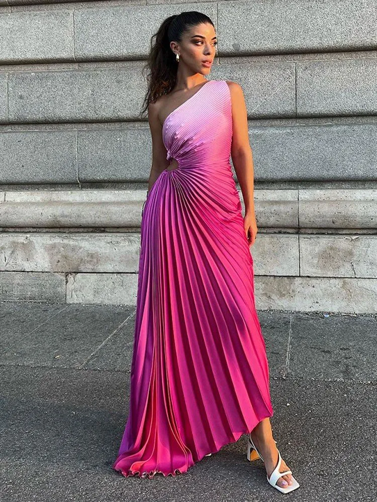 open lace back dress TIE-DYE PLEATED ROUND NECK LONG-SLEEVED DRESS A Whole World Of Good