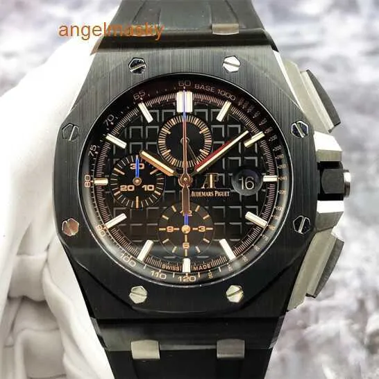 AP Ikoniczne na rękę Royal Oak Offshore Series 26405CE Black Ceramic Mens Watch Blue Igle Timing Mechanical Watch 44 mm