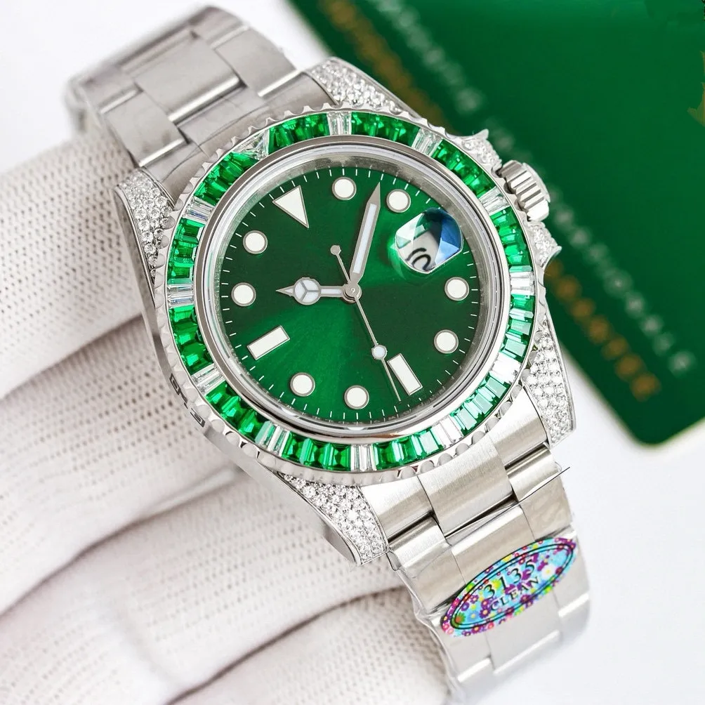 Alta qualidade c fábrica diamante superclone relógios masculinos 40mm 3135 movimento automático relógio mecânico com caixa original cristal de safira