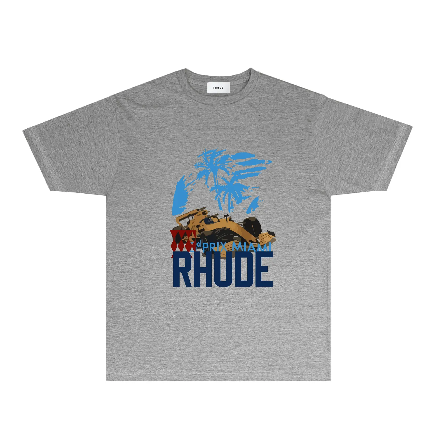 Rhude Brand Tshirt Womens and Mens Designer Trend Trend Fashion krótkie rękaw RH119 Gallop Racing Print T-shirt Short-Sleeved Rozmiar S-XXL