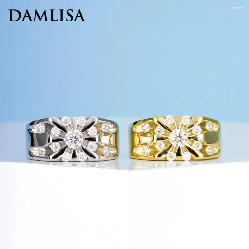Cluster Rings DAMLISA 4mm Round Moissanite Engagement For Women Men Solid 925 Silver D Color VVS1 Diamond Wedding Ring Factory Store