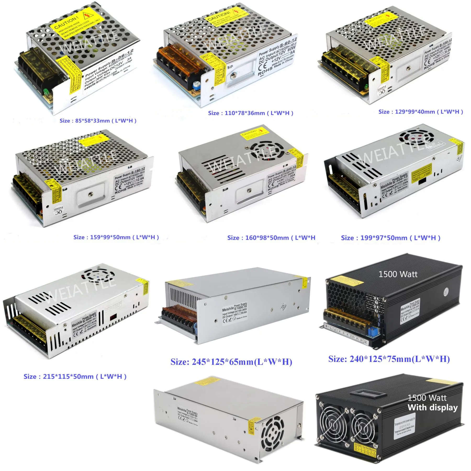 5V 12V 24V 36V 48V 60V SWITCH Strömförsörjningstransformator SMPS 2A 3A 4A 5A 8A 10A 12A 15A 20A 25A 30A 40A 50A 60A LED Power Adapter