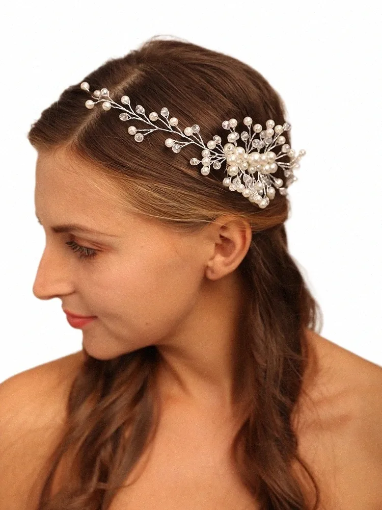 Perla Spose Pettine per capelli Copricapo da sposa in cristallo Fi Accessori per capelli da sposa Fatti a mano Gioielli da damigella d'onore Festa di ballo Copricapo 18pA #