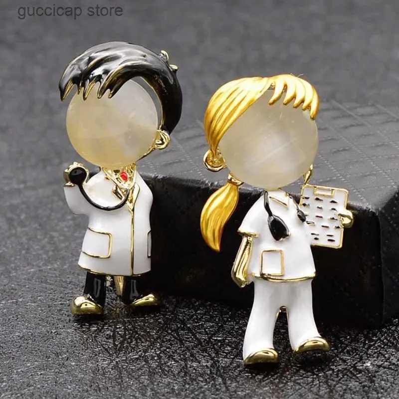 Pins Brooches Fashion Opal Enamel Doctor Boys Girls Brooches Medical Brooch Pin Nurse Jewelry Y240329