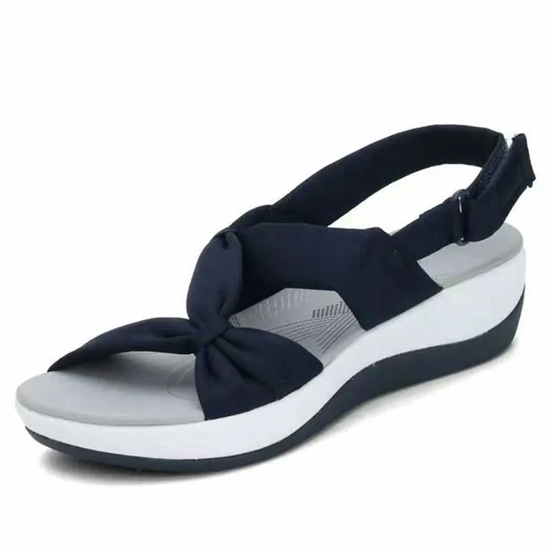 Sandalen Dames 2023 Zomer Gesloten Toe Roman Bow Platform Wedge Maat 43 Zapatos jer H2403286AB8