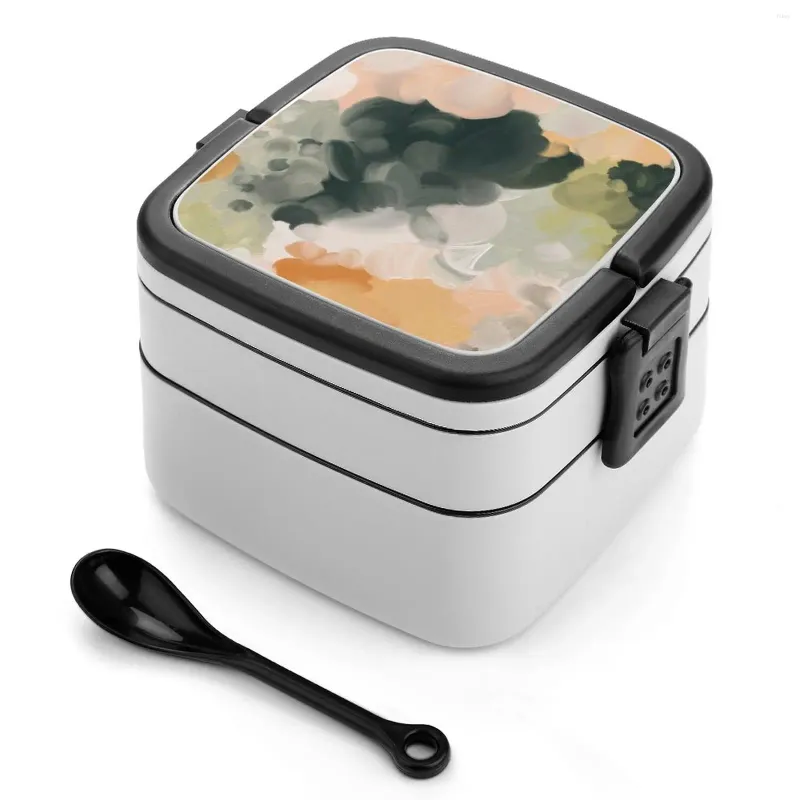 Geschirr Genevieve Double Layer Bento Box Lunch Salad Abstrakte Kunst malerisch bunt