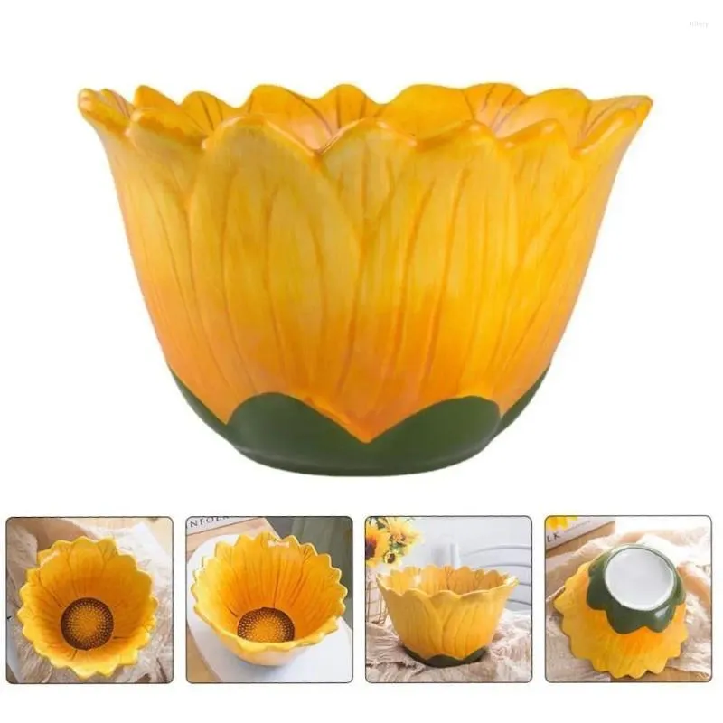 Bowls Ceramic Bowl Sunflower-Shaped Noodles Cookware Multifunction Home Decoration Dining Flower