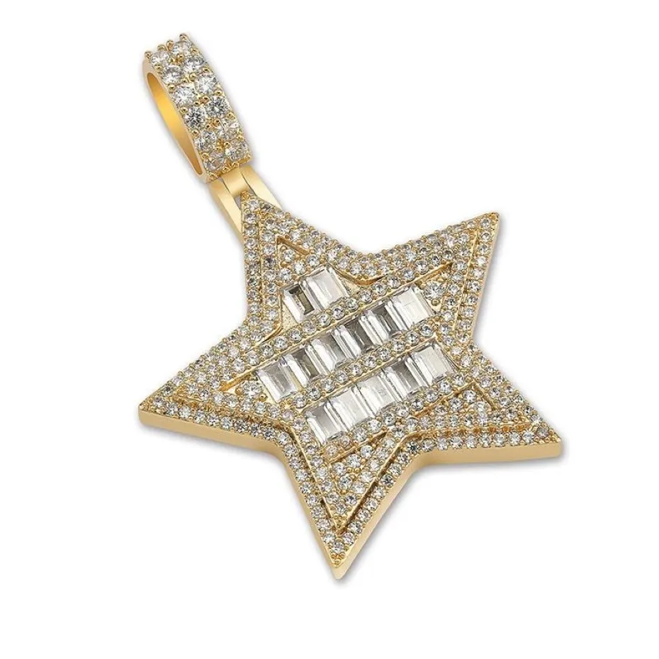 Naszyjniki wiszące moda urok bioder biżuteria biżuteria mikro utwardzona sześcienna cyrkon z mrożona gwiezdna naszyjnik raper prezent dla kobiet Men282o