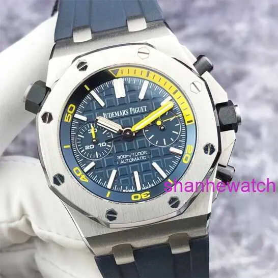 AP Sports Наручные часы Epic Royal Oak Offshore Series 26703ST Синий циферблат 1/4 Желтый хронограф Мужские часы 42 мм