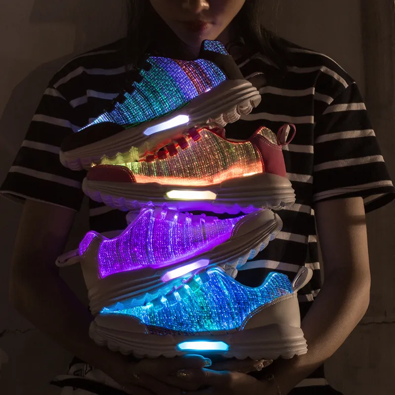 LED Shoes 2024 USB Rechargeable Fiber Optic Sneakers For Adults Kids Glowing Running Shoes For Boys Girls Men Women Bright Colorful Lights From Ddmycrazy 62.27 DHgate.Com