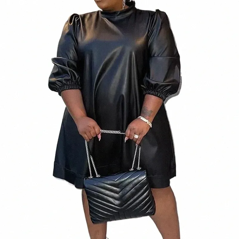 Plus Size Turtleneck Mini Dress Women's Long Sleeve Loose Fit Nightclub  Dress, Fall Fashion, Sizes 6XL-7XL