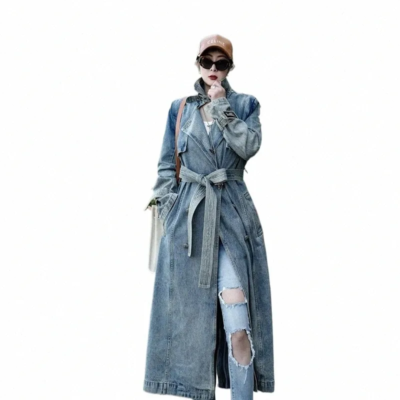 Novo outono denim lg casacos feminino 2023 inverno luxo jeans casacos em oferta trench jaquetas bombardeiro casual outwear roupas femininas y6gf #