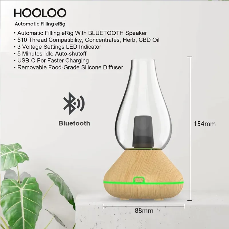 HOOLOO olio denso di cera secca alle erbe 3 in 1 E Bong Dab Rig Bluetooth Narghilè Bong Concentrato di cera Secco alla griglia Brucia Impostazioni dell'attrezzatura il riscaldamento Dispositivo di picco a lunga durata