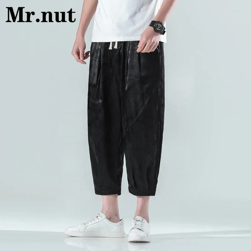 Men's Pants Ice Silk Men Clothing Harem Summer Unisex Cotton Linen Baggy Trousers Casual Jogger Wide Leg Fashion Harajuku Slacks