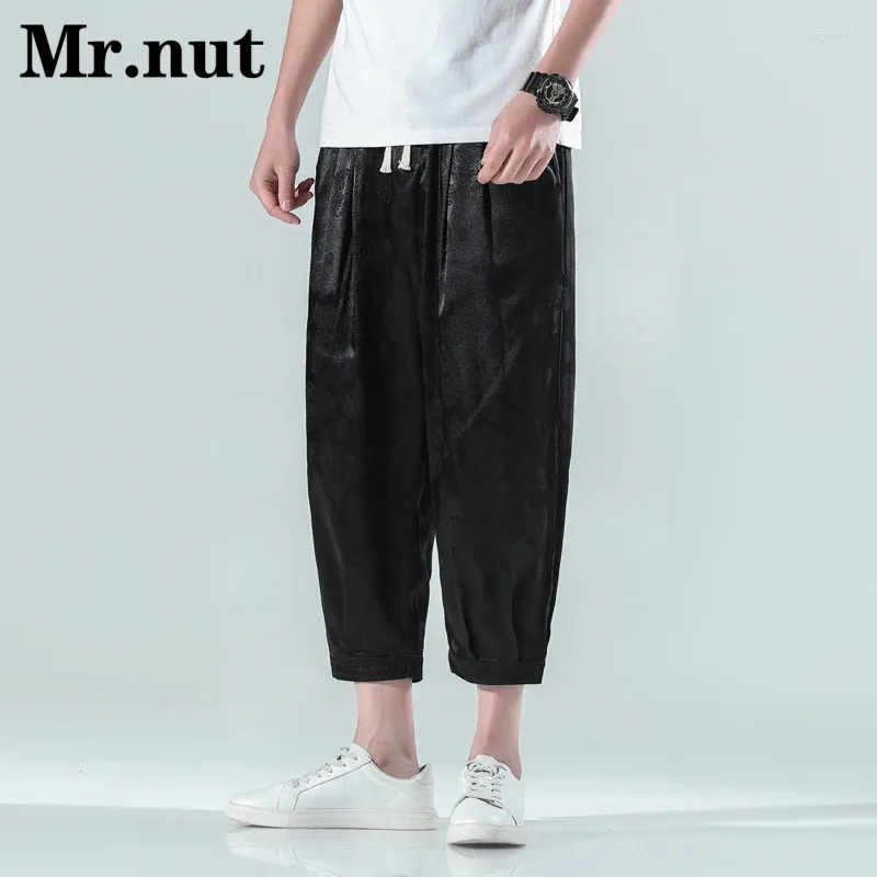 Mäns byxor is silke män kläder harem sommar unisex bomull linnor baggy byxor avslappnad jogger bred ben mode harajuku slacks