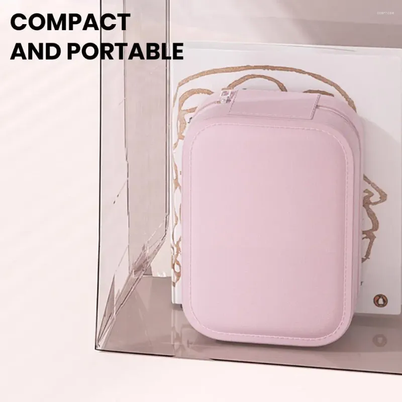 Förvaringslådor Makeup Carry-on Box Capacity Portable LED Mirror Cosmetic med flera fack för smycken