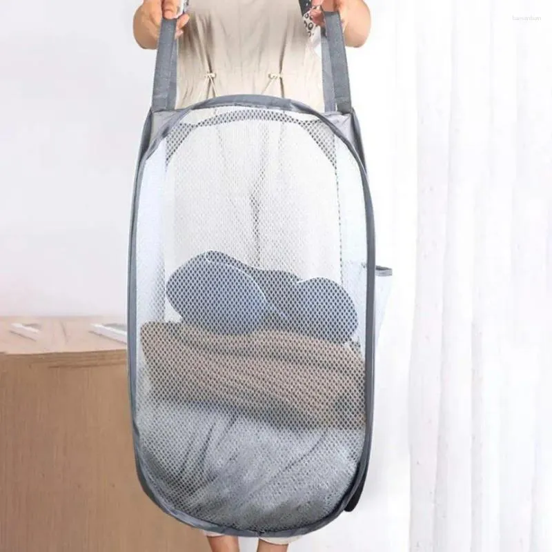 Çamaşır torbaları kirli giysiler kap nefes alabilen 3 renk örgü engel çökebilir giysi depo çantası