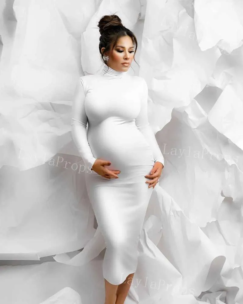 Moderskapsklänningar gravid kvinna långärmad fotografering blomma midi klänning veckad blomma midi klänning kvinnor fest foto gravid baby shower sitl2403