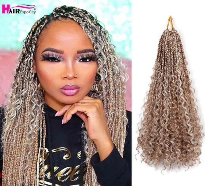 Goddess Box Braids Crochet Hair Fake Braid River Loc Bohomian Prelooped Synthetic Curly African Extensions Expo City 2206102652593
