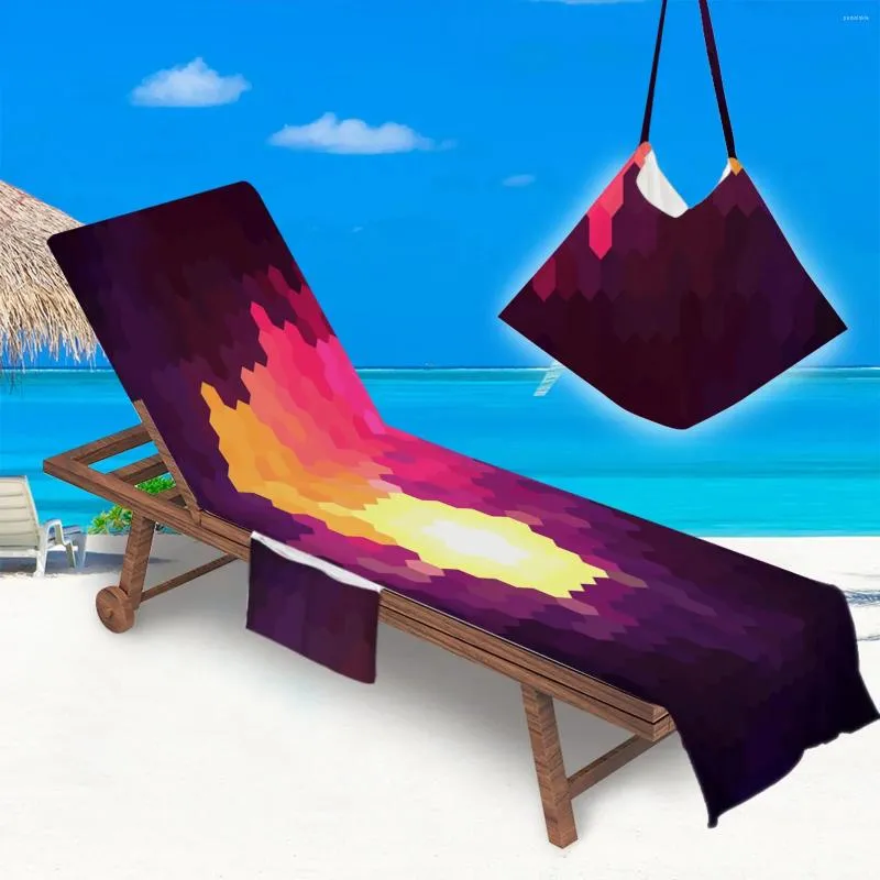 Chair Covers Geometric Print Microfiebr Beach Lounge Cover Towel Outdoor Portable Quick Drying Garden Pool Recliner With Pocket