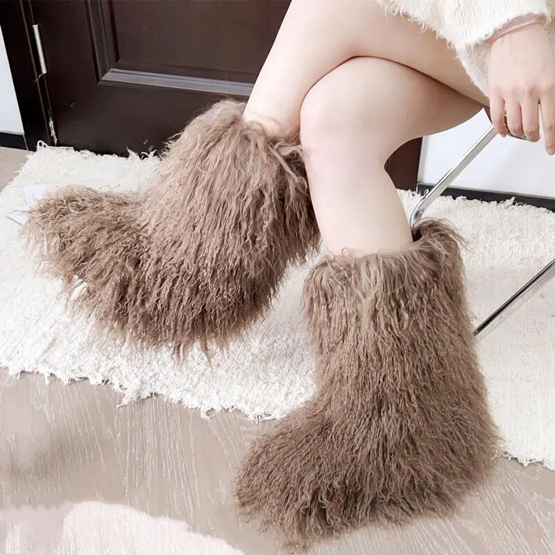 Winter Fashion Mongolia Round Toe Wool Fluffy Winter Boots With Fur Ankle Roll Real 230911 From Factory Hu06 Bulk 92.62 DHgate.Com