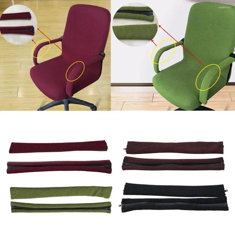 Chair Covers 2 Piece Stretch Fabric Swivel Split Armrest Cover With Zipper For Desk Gaming