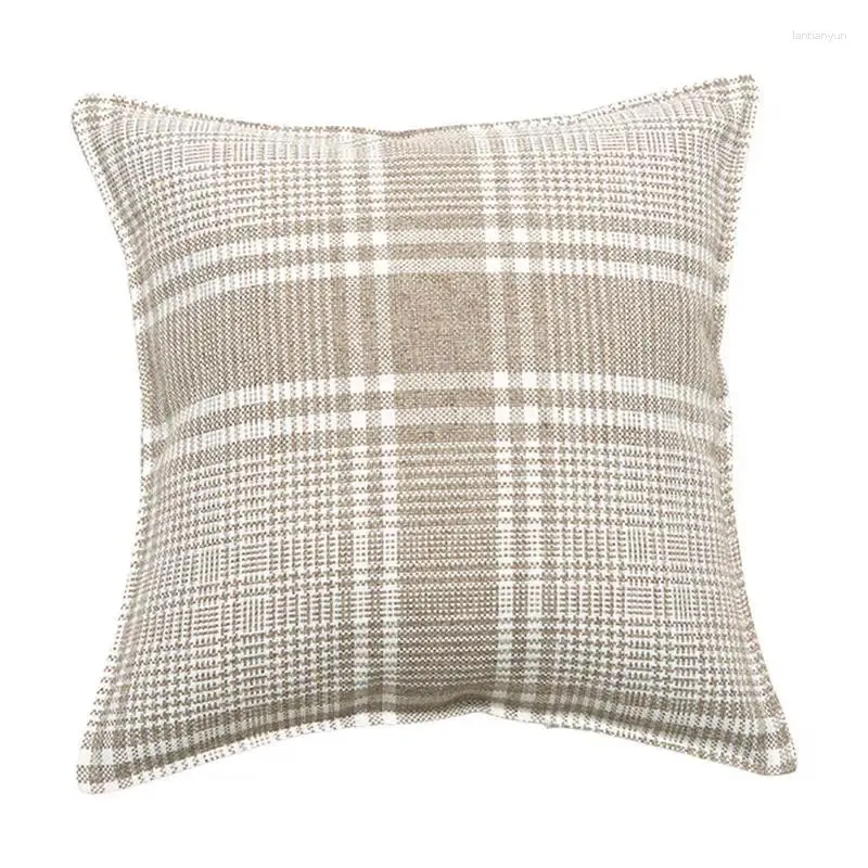 Pillow Plaid Linen Throw Cases Woven Casual Edge Pillowcase Home Decor Decorations For Couch Sofa